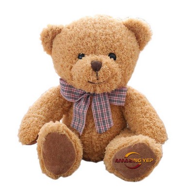 13.5" Traditional Velour Teddy Bear With Bow