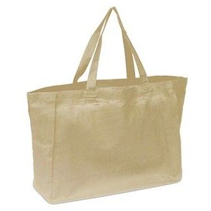 100% Cotton Sheeting Full Side & Bottom Gusset Tote Bag w/Matching Reinforced Handles