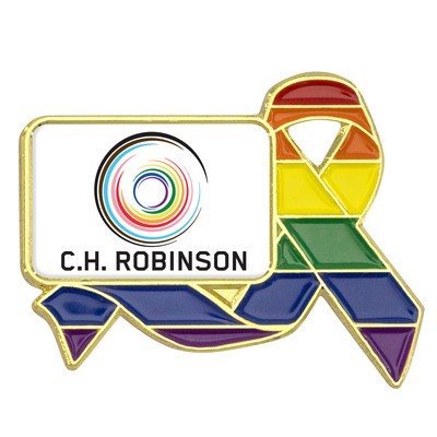 Rainbow Ribbon Lapel Pins w/Logo