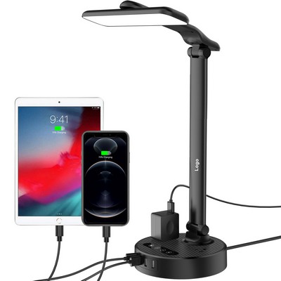 Rotatable Dimmable LED Desk Lamp with 4 USB Charging Port