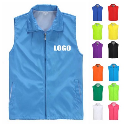 Folding Collar Uniform Volunteer Vest w/Zipper