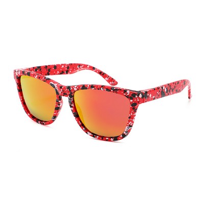 Sunglasses - Red Mirror Lenses - Red Paint Splatter Frames