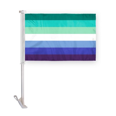 10.5" x 15" wPoly Gay Men Pride Premium Car Flag