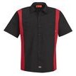 Dickie's® Men's Industrial Color Block Short Sleeve Shirt - Black/English Red