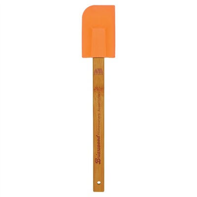 11 3/4" Orange Silicone Spatula with Bamboo Handle