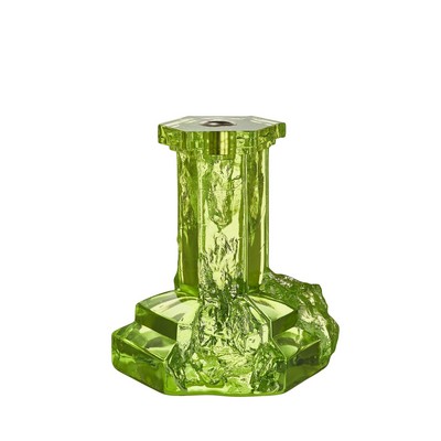 Kosta Boda Large Kryptonite Green Rocky Baroque Candlestick