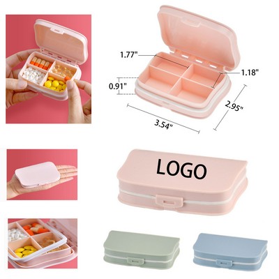 Square Clamshell Four-Compartment Medicine Box