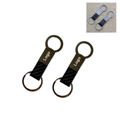 Carbon Fiber Leather Key Chain