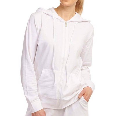 Women's Plus Size Jersey Zip-Up Hoodie Jackets - 3X, White (Case of 24