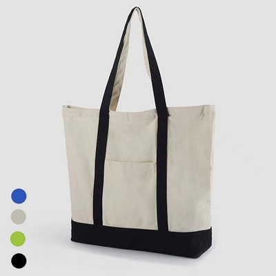 Stylish Canvas Tote Bag With External Pocket