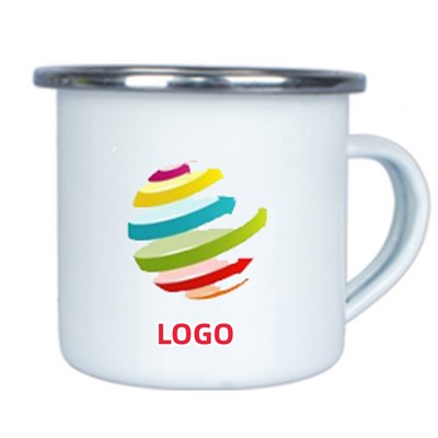 12 Oz. Full Color Printed Enamel Mug w/Stainless Steel Rim