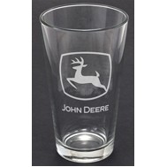 John Deere Etch White Drinking Glass