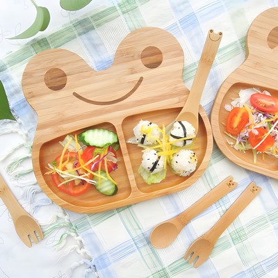 Custom Shape Bamboo Plate + Spoon + Fork Set