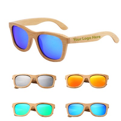 Polarized Bamboo Wood Arms Sunglasses