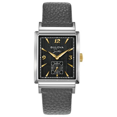 Bulova® Frank Sinatra Men's Quartz Gray Leather Strap w/Black Dial