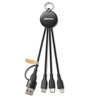 Recycled GRS Certified 6-in-1 USB Light Up Charging Cable