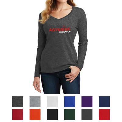 Port & Company® Ladies' Long Sleeve Fan Favorite V-neck Tee