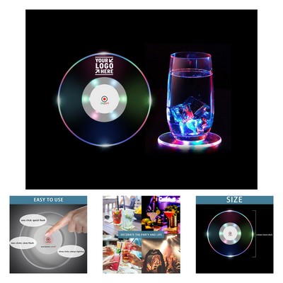 3.93 Inches Diameter 6 Colors 3 Light Modes Colorful LED Ultra-Thin Light Up Drink Coaster