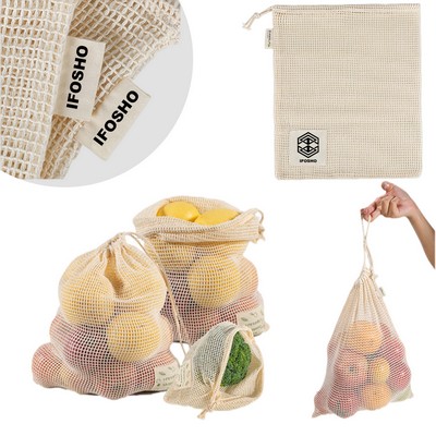 100% Cotton Medium Size Mesh Drawstring Bag