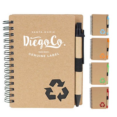 Kraft Paper Spiral Notebook with Pen