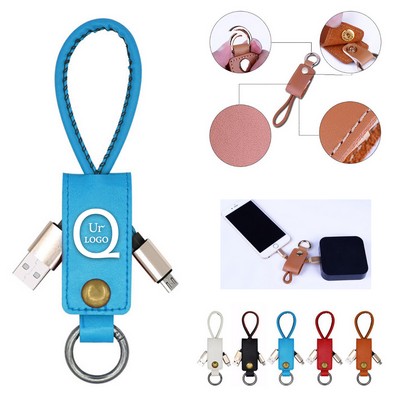 Leather Key Chain Data Cable