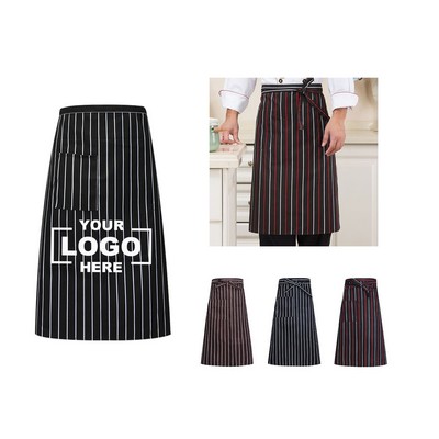 Striped Kitchen Apron with Pocket