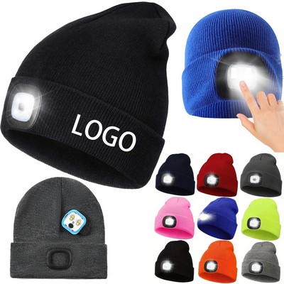 Warm Knitted Winter Hats Rechargeable LED