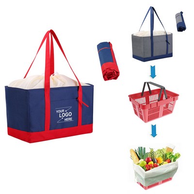 Large Insulated Grocery Tote Bag with Drawstring, Foldable Picnic Cooler Bag