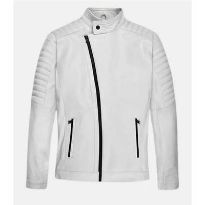 Premium White Leather Jacket ( XS - 4XL )