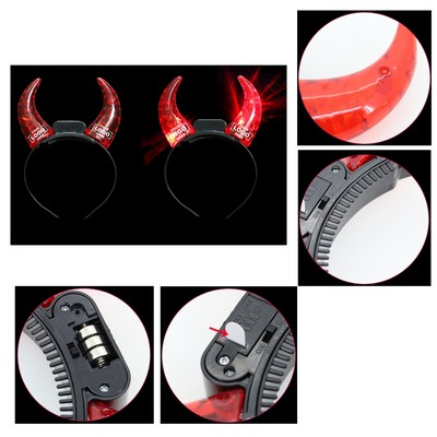 LED Red Devil Horns Headband