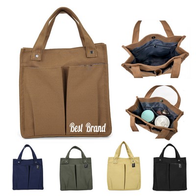 Canvas Tote Bag with Front Pocket