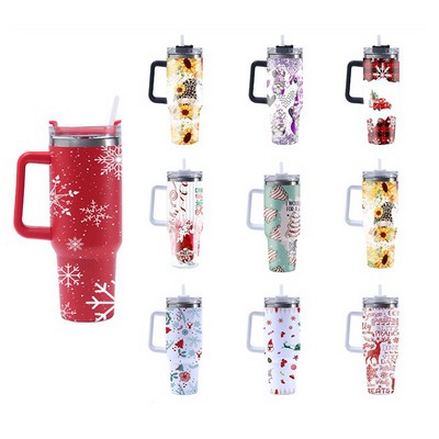 40 Oz. Christmas Theme Vacuum Tumbler with Lid and Straw