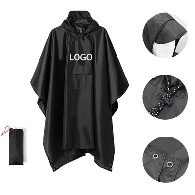 Hooded Rain Poncho with Pocket