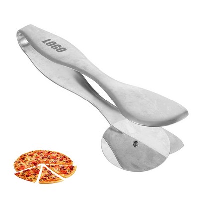 Versatile Stainless Steel Pizza Slicing Tongs with Integrated Cutter