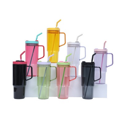 40oz Plastic Drinkware Juice Cup With Straw And Handle