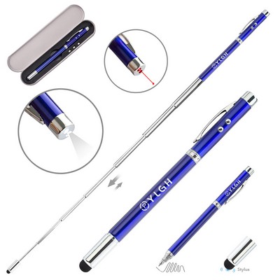 Telescopic Stylus Laser Flashlight Metal Pen With Case