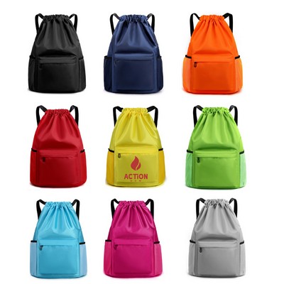 Drawstring Waterproof Backpack with Bunched Pockets