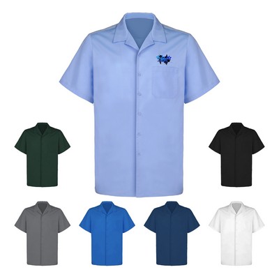 Men's Cuban Collar Short Sleeve Woven Shirt