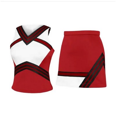 Cheerleading Uniform w/Mock V Neck Top