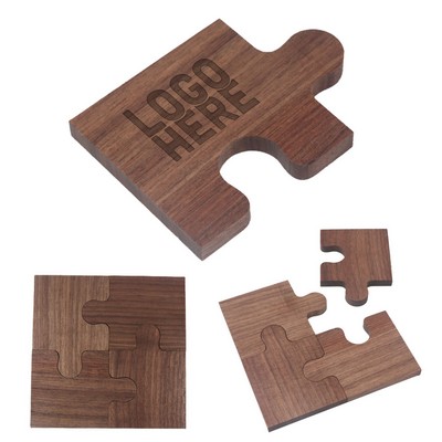 Walnut Wood Puzzle Piece Coasters