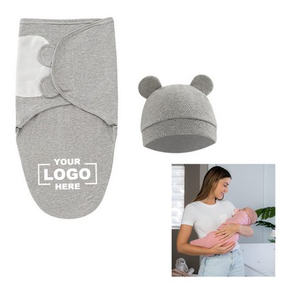 Baby Swaddle Blanket with Hat Set