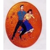 Square Dancers Cloisonne Western Belt Buckle