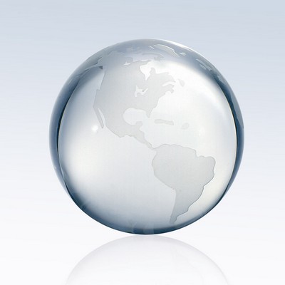 Clear Crystal Globe with Frosted Continents, 3" Diameter