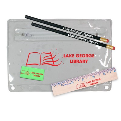 Premium Translucent Pouch School Kit w/2 Pencils