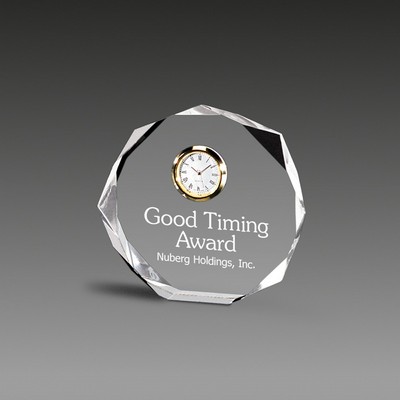 Freestanding Octagonal Bevel Award™ w/Clock