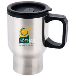 16 Oz. Stainless Steel Mug w/Black Trim