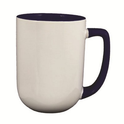 17 Oz. White Arlen Mug w/Cobalt Interior & Handle