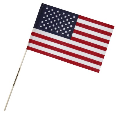 12" X 18" U.S. Cotton Flag on Imprinted 30" Wooden Staff