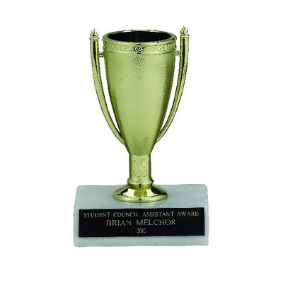 4½" Gold Cup Trophy w/White Plastic Base