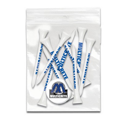 ZIPLOCK GOLF TEE PACK - 10-2 3/4" Tees/1 Ball Marker